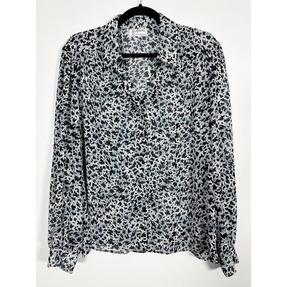 Vintage D’Allaird’s Splatter Print Sheer Blouse - Picture 9 of 10
